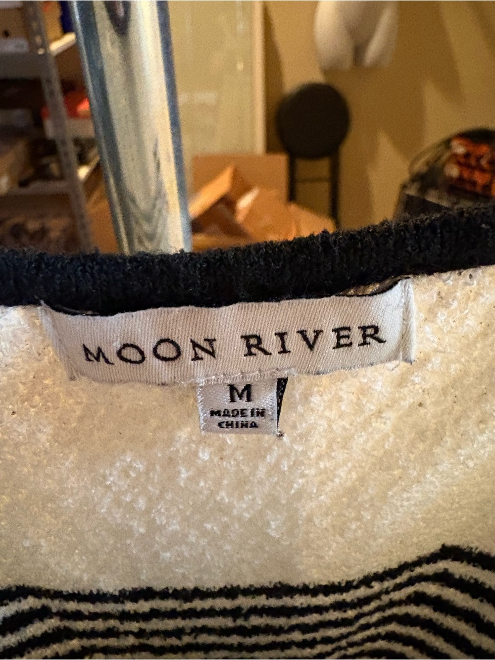 Moon River Striped Knit Top Midi Dress black and cream - Picture 7 of 16